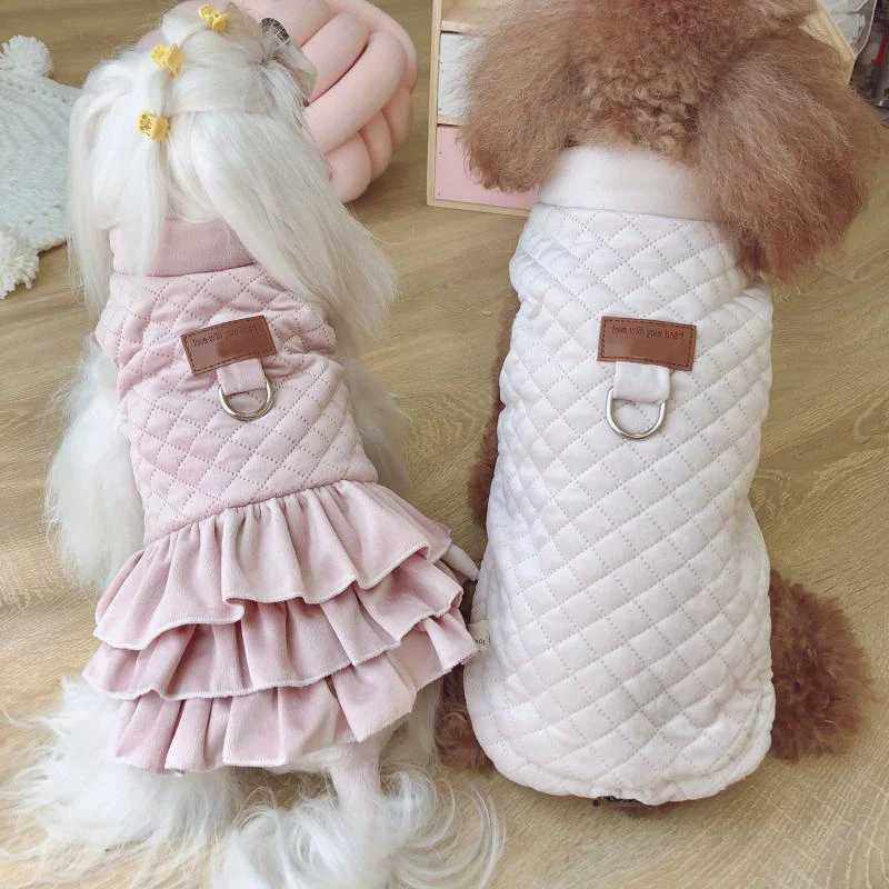 Warm Pet Dog Dress Vest Jacket For Dogs Cats Winter Chihuahua Yorkies Clothes Maltese Clothing Puppy Coat Costume For Pets DogsW251017