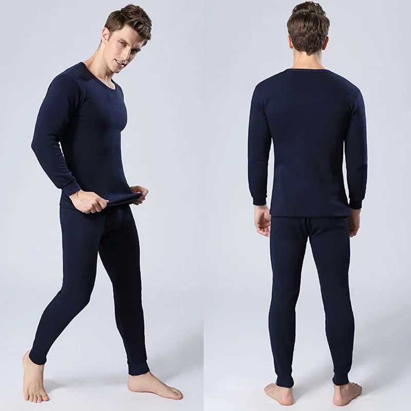 Winter Thermal Underwear Sets Men Fleece Long Johns Fleece Tops Pants Underwear Indoor Casual Clothing Pajamas Suit H251017