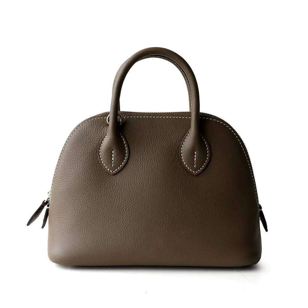 2025 New High-end Light First-layer Cowhide Mini Bowling Shell Semi-handmade Messenger Leather Women's Bag