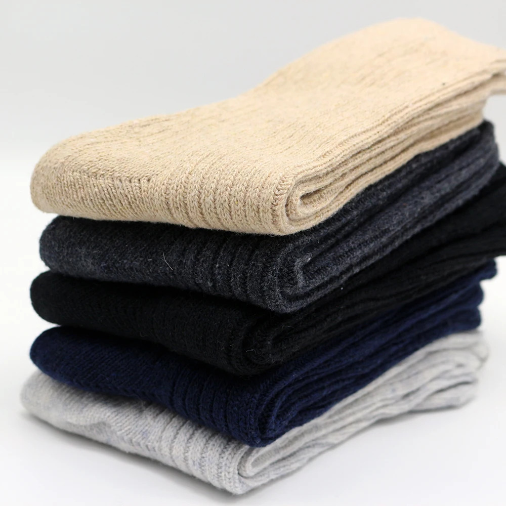 3 Pairs Mens Winter Thick Warm Wool Socks Harajuku Retro Merino Wool Business Casual Fashion Socks 251017