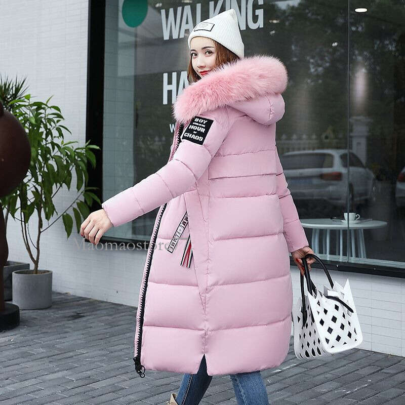 Women's Clothing 2025 Autumn Winter New Long With Hood And Large Fur Collar Down Young Women's Cotton Coat