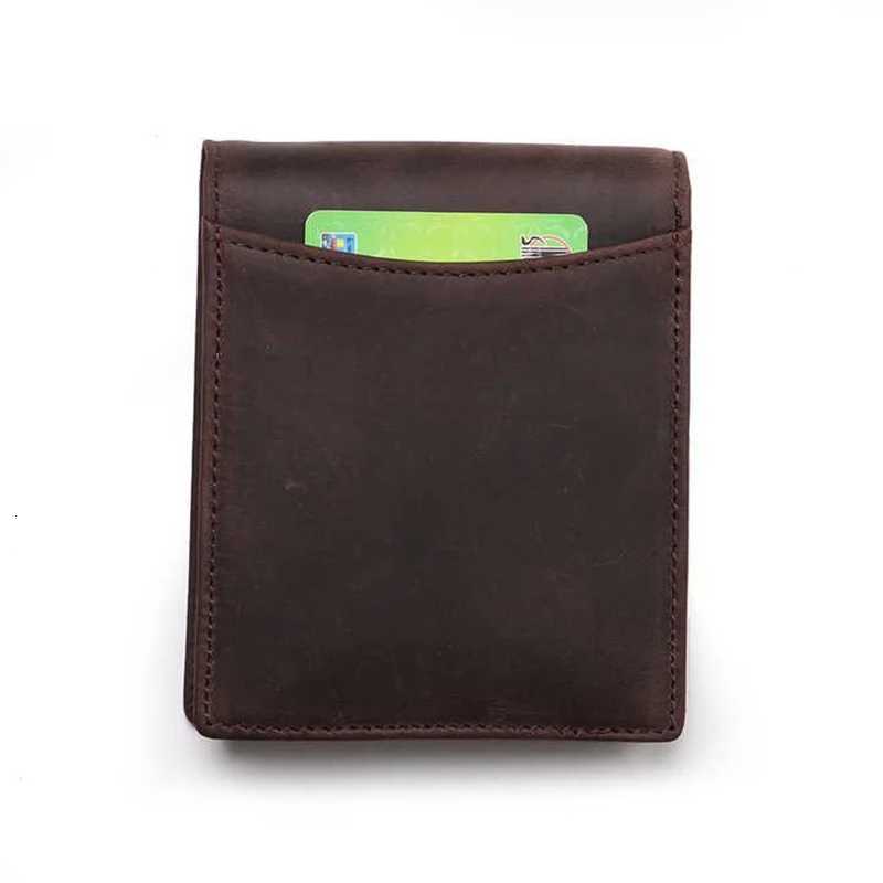 Mens Crazy Horse Leather Zipper Foldable Wallet Bank Holder Mens Coin Purse Leather Simple WalletW251017