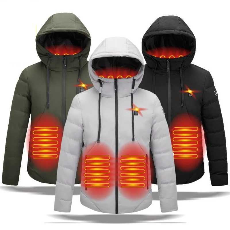Electric Heated Jackets Outdoor Vest Coat USB Long Sleeves Electric Heating Hooded Jackets Warm Winter CoatThermal Clothing H251017