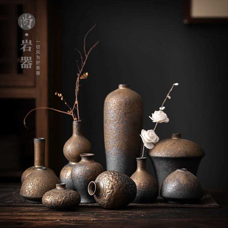 Creative Ceramic Dry Flower Vase Flower Arrangement Living Room Coarse Pottery Table Decoration Vases for Flowers C251017