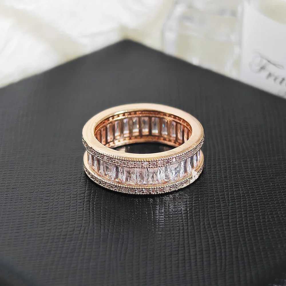 Luxury Round Rose Gold Silver Color Aesthetic Eternity Band Ring Africa for Women Lady Anniversary Gift Jewelry Moonso R5389W251017