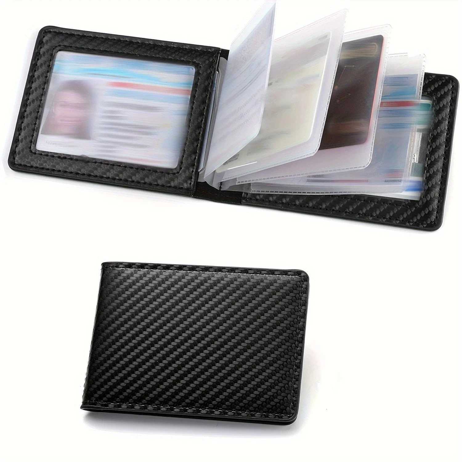 2025 Unisex Carbon Fiber Black Mens Slim Card Holder Case for Drivers License and ID Cards Male PU Leather WalletW251017