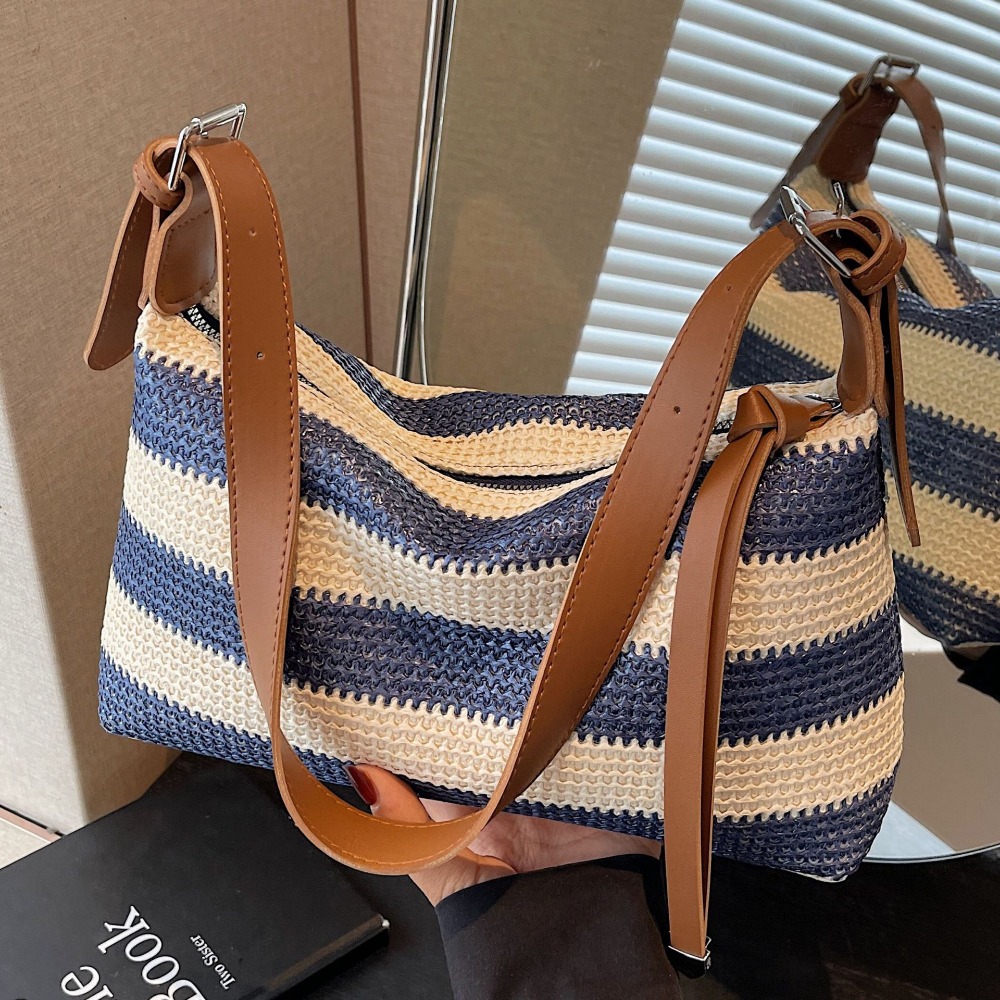 Versatile Bucket Bag with Bold Striping - Durable & Roomy Travel Companion