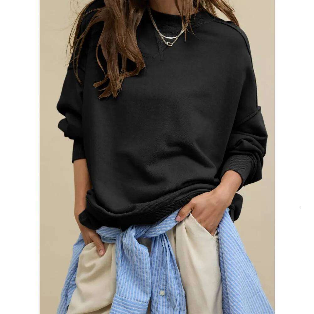 2025 Fall Winter New Fashion Women's Hoodie Loose-Fit Casual Crew Neck Top Commuter Wear Y2k Woman Clothing