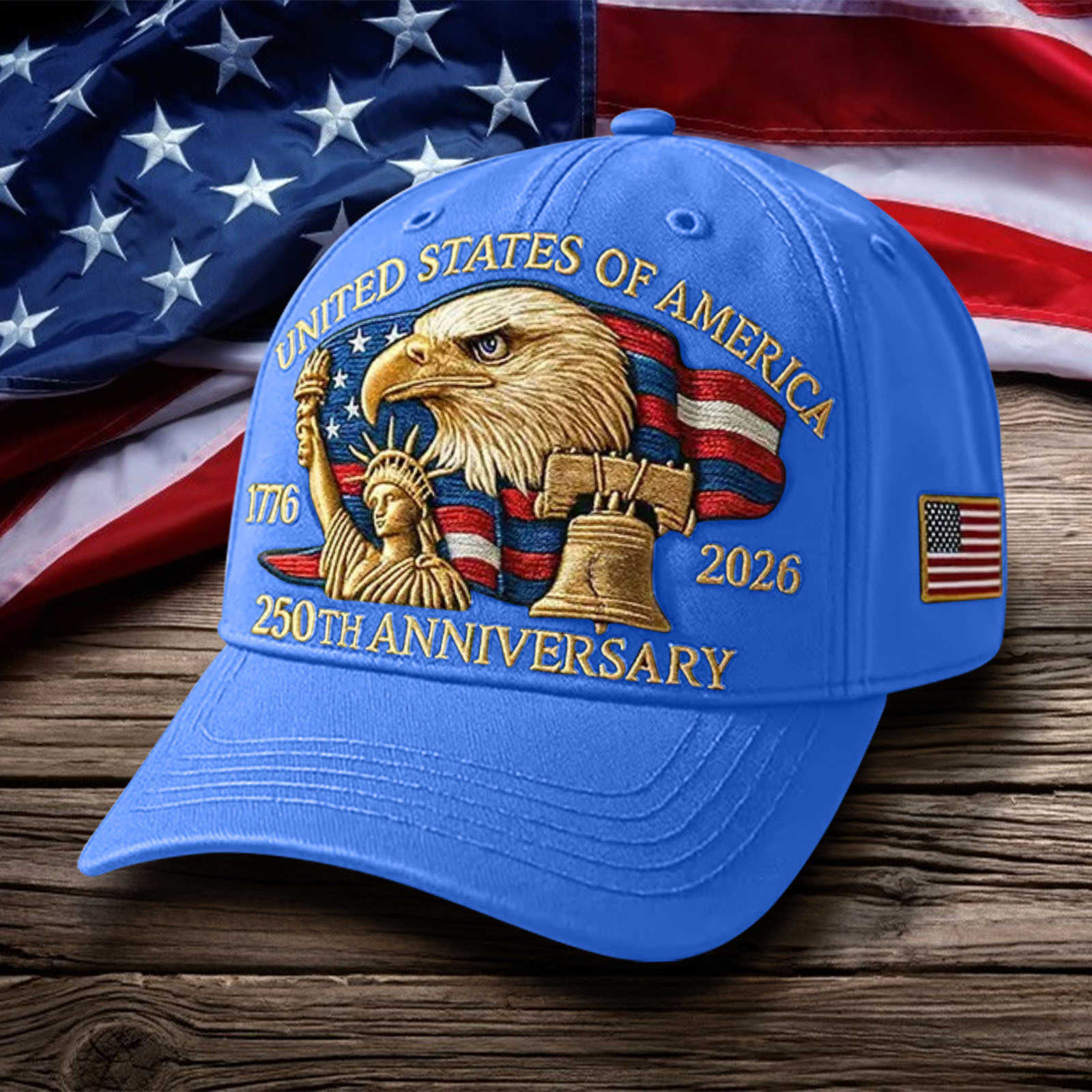 Embroidered Baseball Cap for Men USA 250th Anniversary Commemorative Hat Pure Cotton Soft Top Duckbill Cap W251017