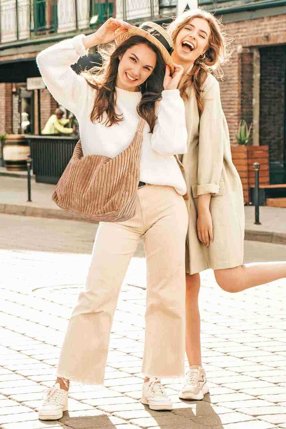 Women Corduroy Hobo Bag Adjustable Strap Shoulder Bag Crossbody Bag Casual Purse Tote Bag Handbag M251017