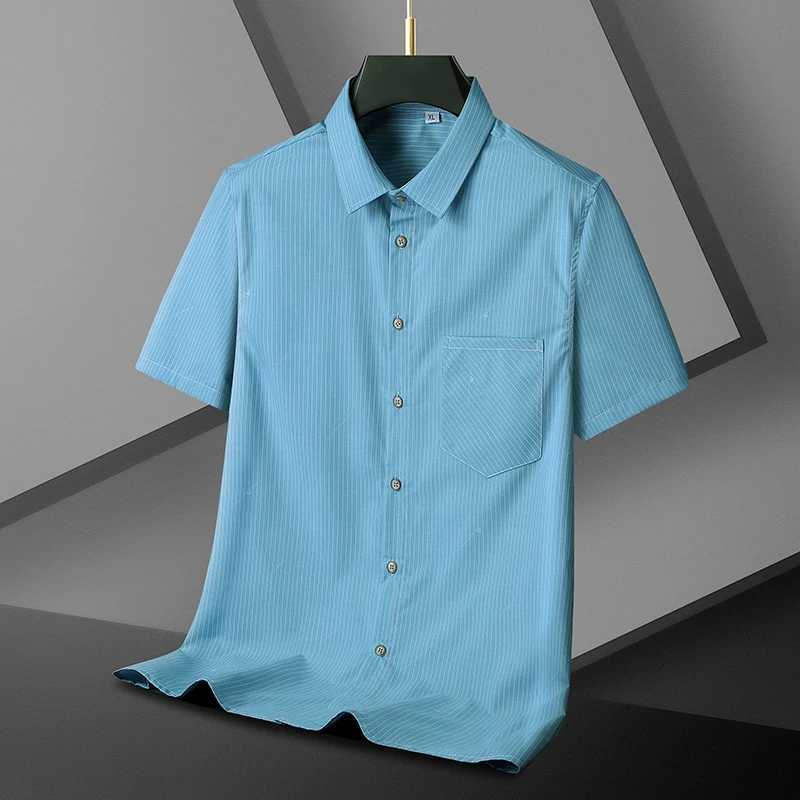 Load new mens striped shortsleeved shirt stretch halfsleeved shirt plus XL size8XL size J251017