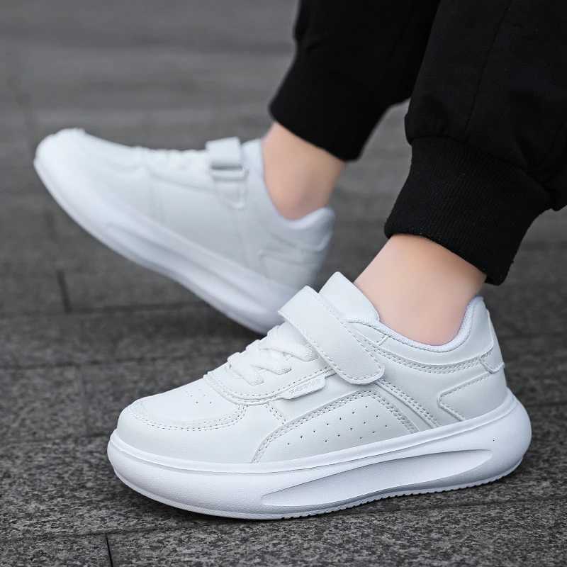 2025 Children White Sneakers for Boys Girls School Students Casual Running Shoes Simple Nonslip Kids Leather Sports Skate ShoesT251017