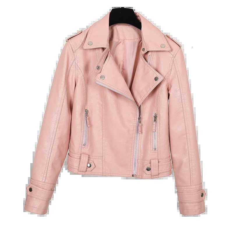 New Pinkbeigeblack Womens Clothing short motorcycle PU Leather Jacket Korean version of the spring and autumn jacket coatsT251017