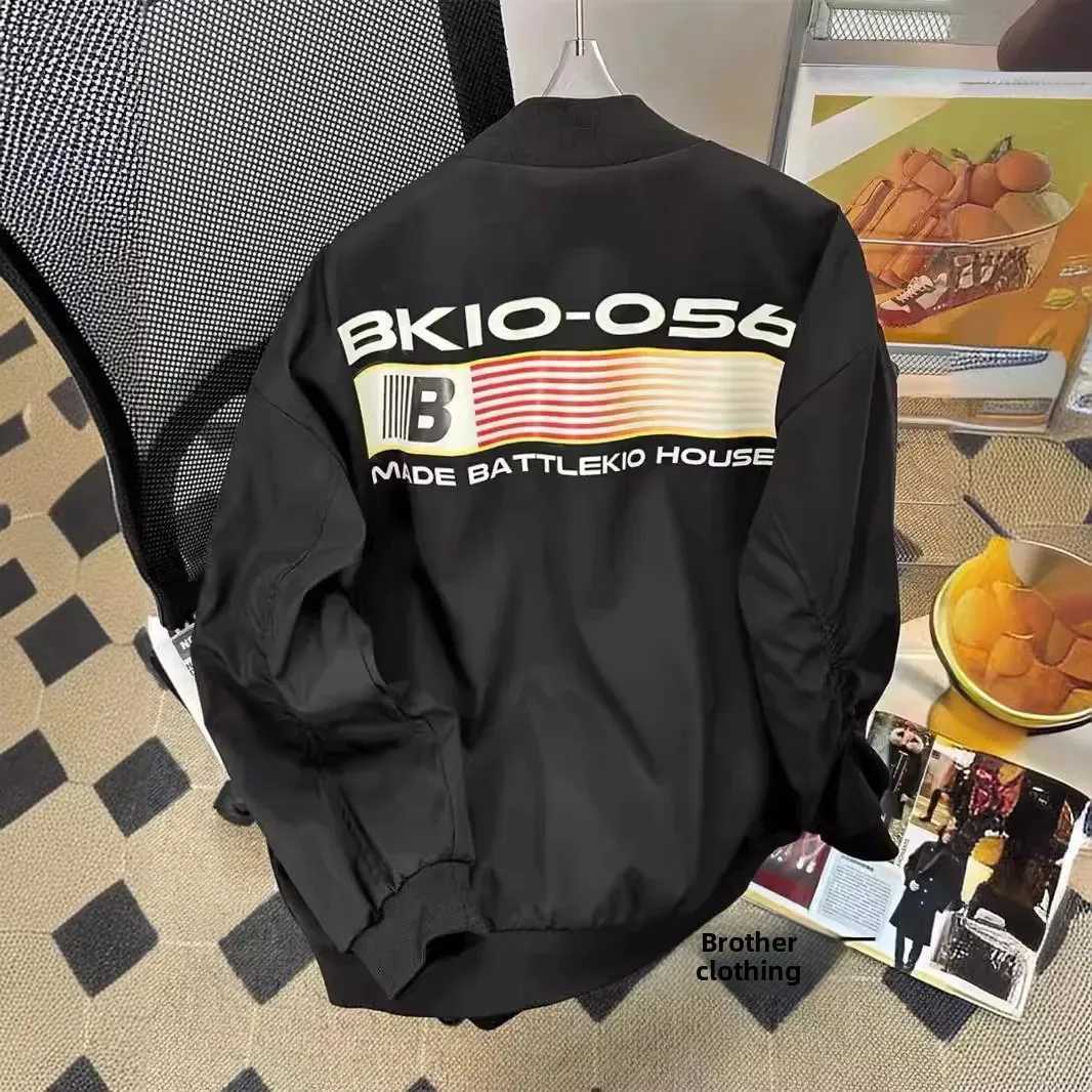 American Retro Oversize Zipper Jacket Mens Spring Hot Sale Of The Season Loose Baseball Flight Suit Jacket round Neck Full Slee J251017