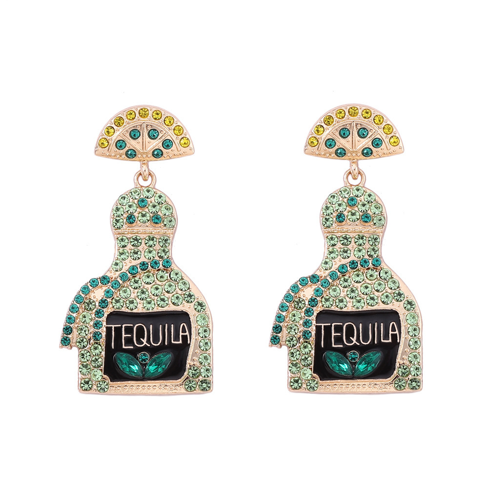 Designer earrings for woman Fashion Wine Bottle Earrings Letter Alloy Full Diamond Women's Earrings luxury earrings free shipping