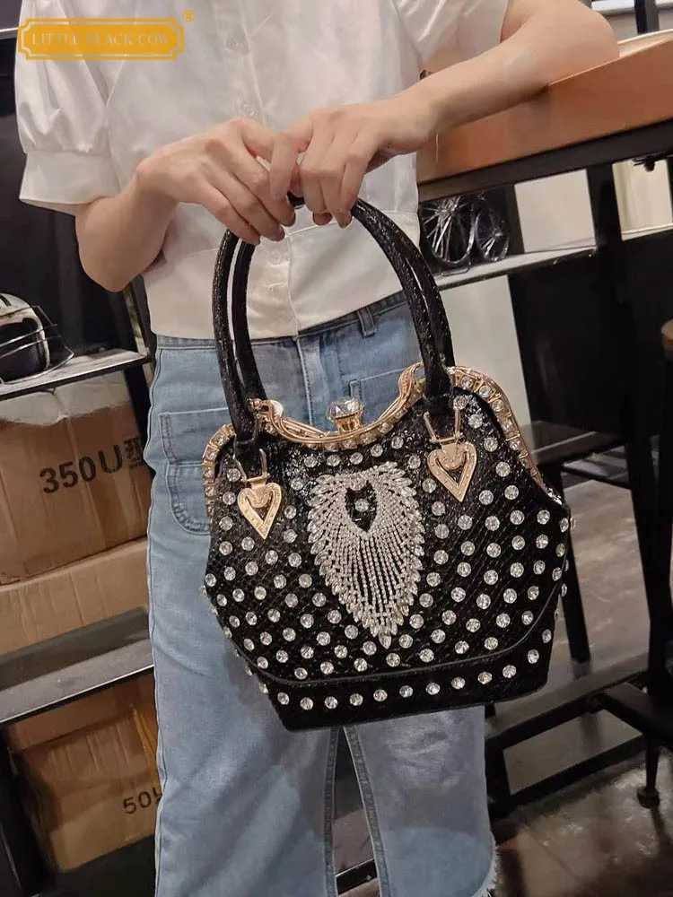 Women Fashion Single Shoulder Bags Luxury Rhinestone Pu Leather Bucket Bag Ladies Vintage Elegant Totes Handbag Crossbody Bags Z251017