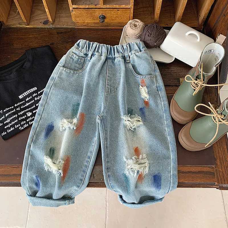 Childrens Jeans 2025 Autumn Spring Denim Pants for Kids Boys Ripped Trousers Fashion Teenager Casual Jeans Baby ClothingT251017