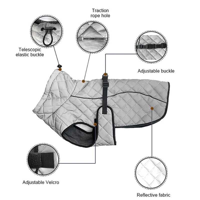 Reflective Pet Dog Outdoor Jacket Pet Coat Vest Winter Warm Reflective Cotton Dogs Clothing for Large Middle Dogs LabradorW251017