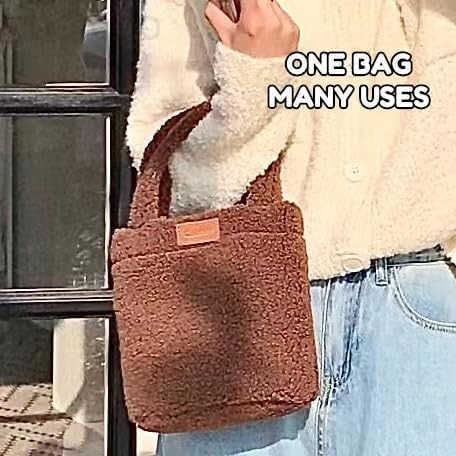 Bucket Bag for Women Girls Furry Purse Handbags Fluffy Fuzzy Aesthetic Small Shoulder Bag for Autumn Winter Z251017