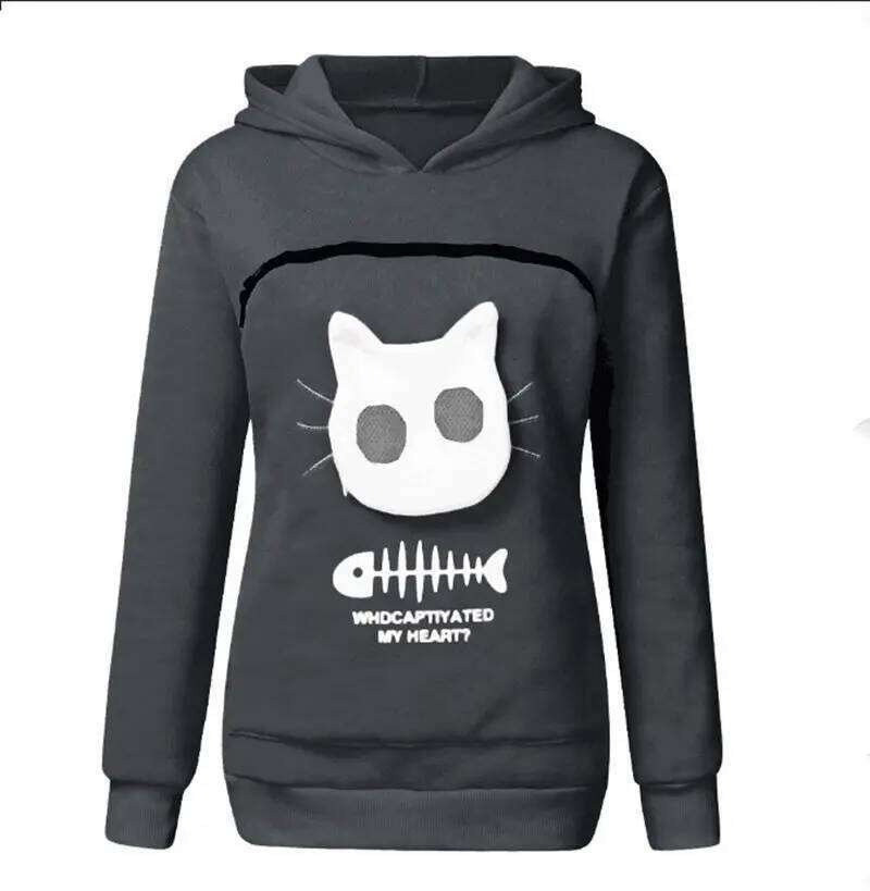 S-3Xl Cat Lovers Hooded Sweatshirt Kangaroo Dog Pet Paw Dropshipping Pullovers Cuddle Pouch Fish Pocket Hoodie