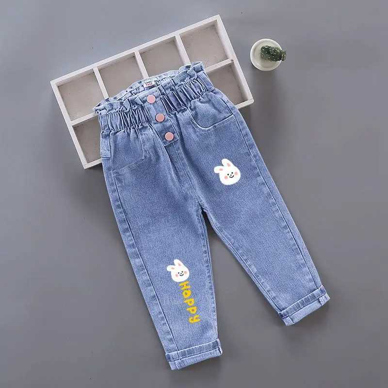 2023 new Girls Jeans printing Cartoon elastic forceGirl Jeans Spring Autumn Jeans Kid Casual Style Children Clothing 27YT251017