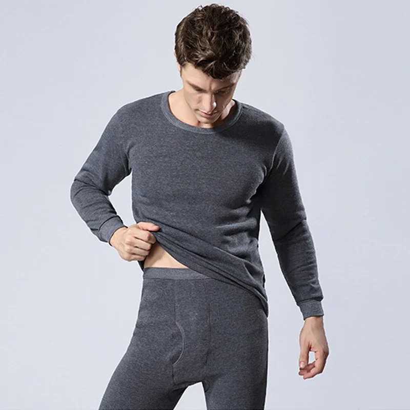 Winter Thermal Underwear Sets Men Fleece Long Johns Fleece Tops Pants Underwear Indoor Casual Clothing Pajamas Suit H251017