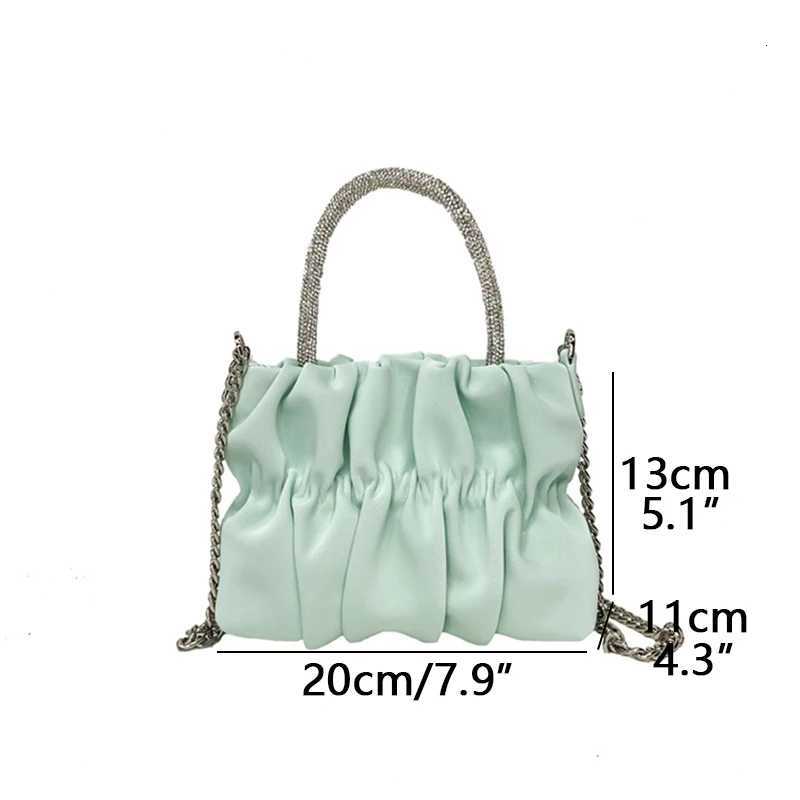 JIOMAY Luxury Designer Handbag 2023 Women Bling Rhinestone Handle Shoulder Bag for Wedding Party Ladies Pleated Small Square Bag Z251017