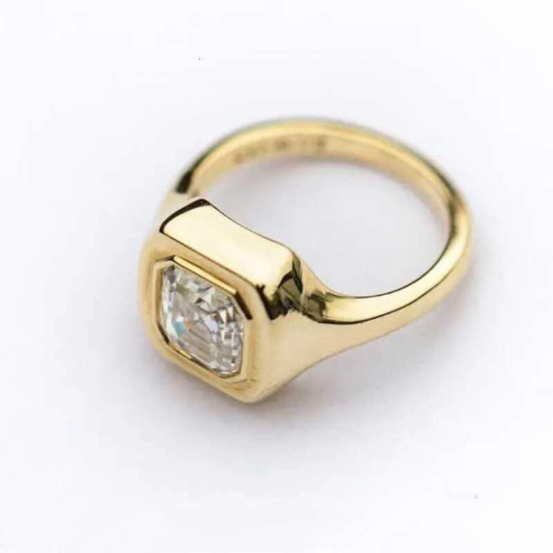 Classic assecher solitaire rings s sterg sier gold plated signet moissanite ring men