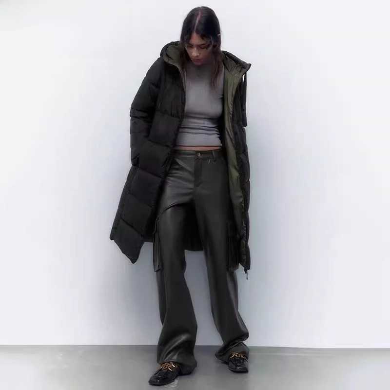 Autumn Winter New Sle Warm Womens DoubleSided Wear Long Cotton Coat Outerwear Sweet Sle Hooded Zipper Closure Regular Fit W251016