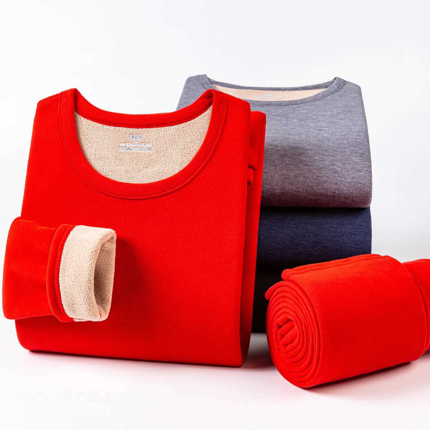 2piece Thermal Underwear Set for Men Plus Size 8XL Winter Camel Hair Lined Keep Warm Cold Weather Elastic Soft Material Pajamas H251017