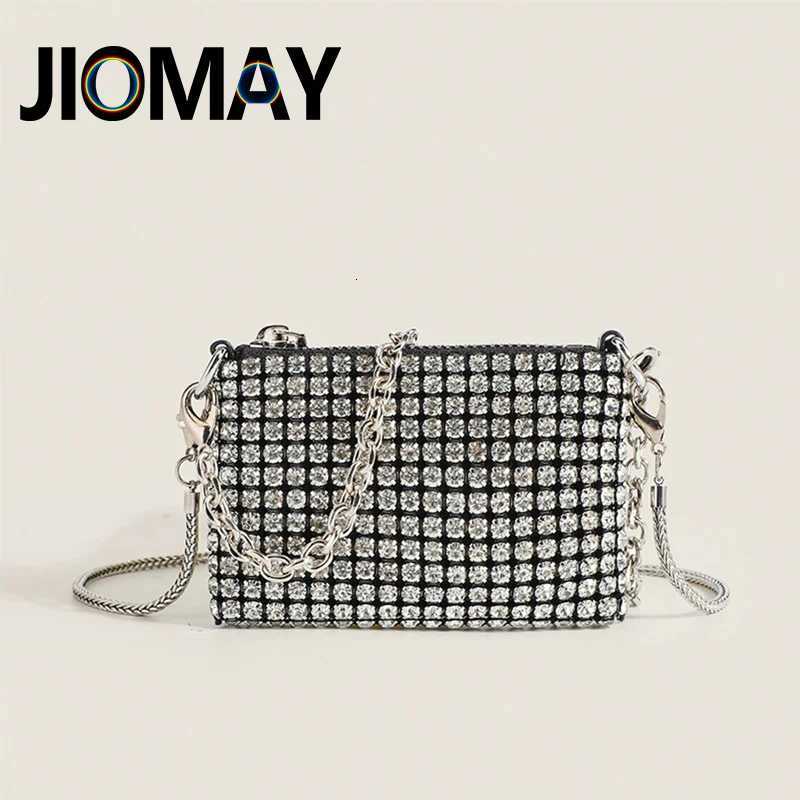 JIOMAY Small Designer Handbags for Women 2024 Rhinestones Purses for Lipstick Coin Card Party Chain Mini Evening Shoulder Bags Z251017