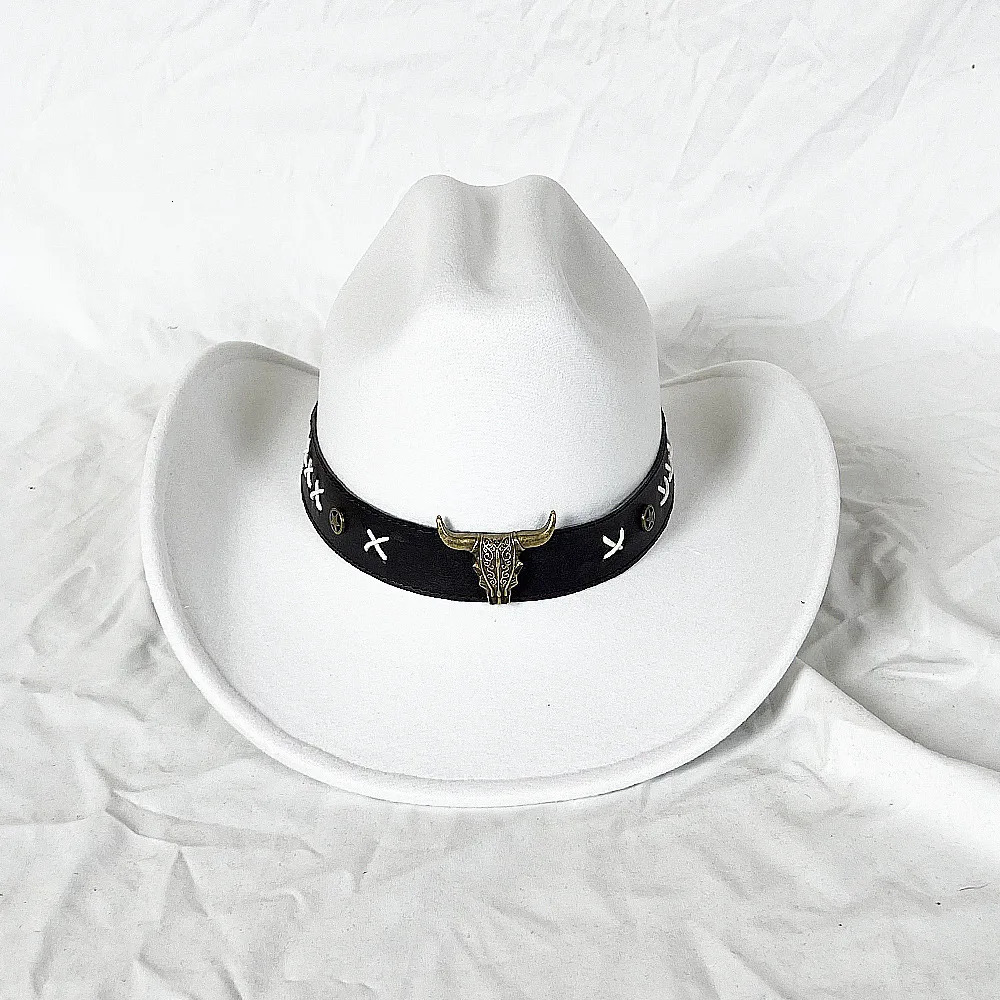 Vintage Western Cowboy Hat for Men Women with Shapeable Wide Brim Cowgirl Felt Hat Cloche Church Sombrero Hombre Caps 251015