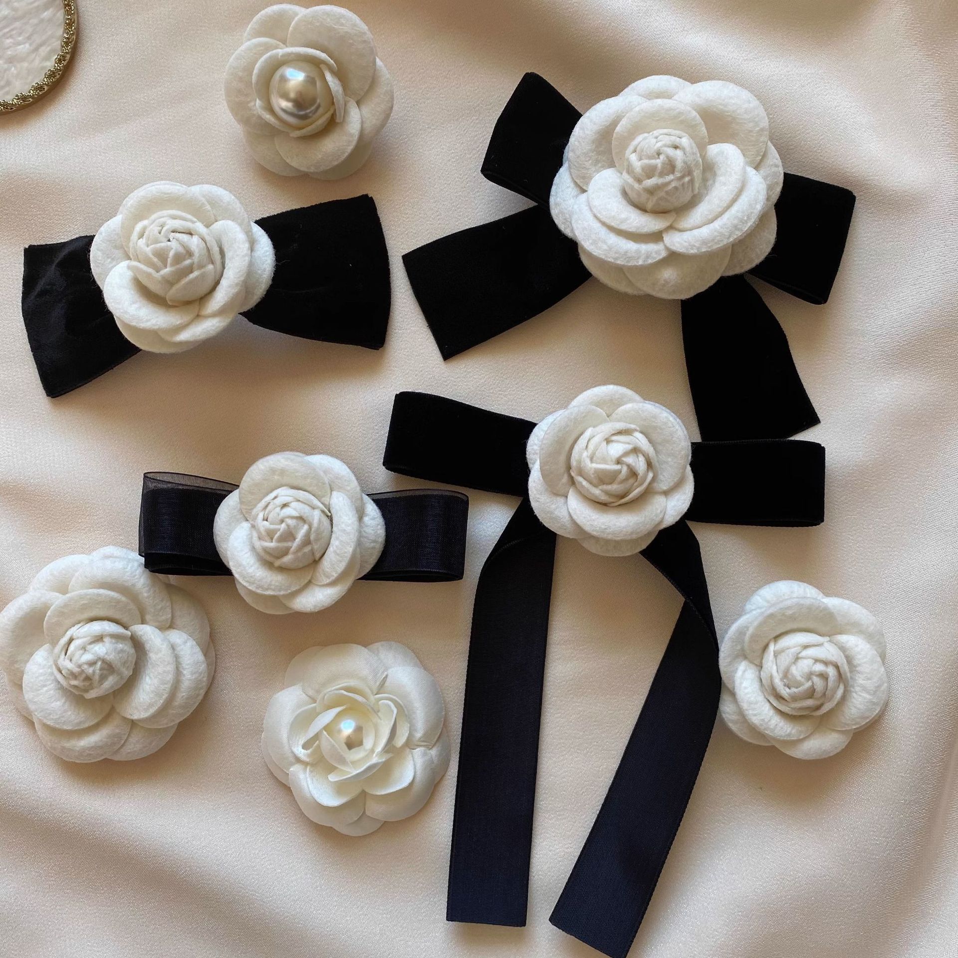 designer brooch new style style camellia bowknot highend brooch versatile bow tie handmade flower pearl for women