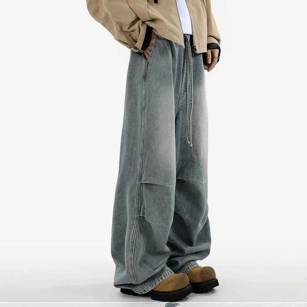 Mens Jeans Cargo Big Pocket Washed Casual Pants Summer Street Wear Fashion 1 Daily Wide Leg Pants MenS Clothing 2025 New1 Y251105