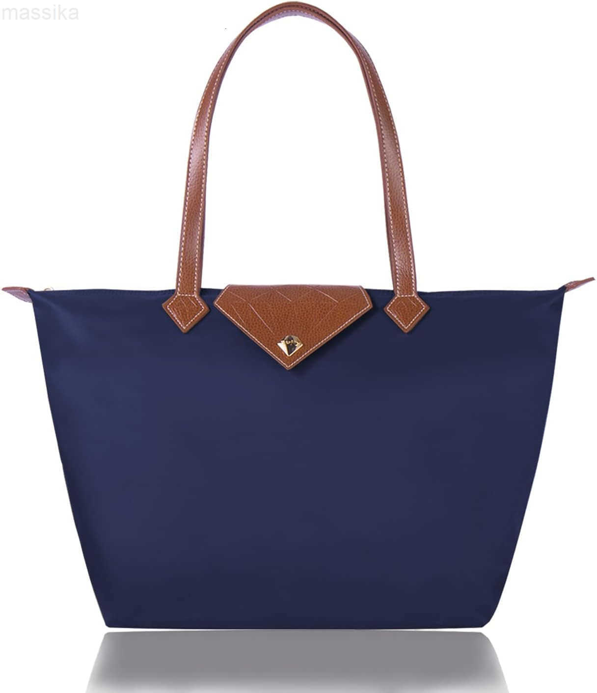 Women Tote BagStylish Waterproof Nylon Ladies Shoulder Bag Folding Beach Travel Bag for WorkShopping Large M251017