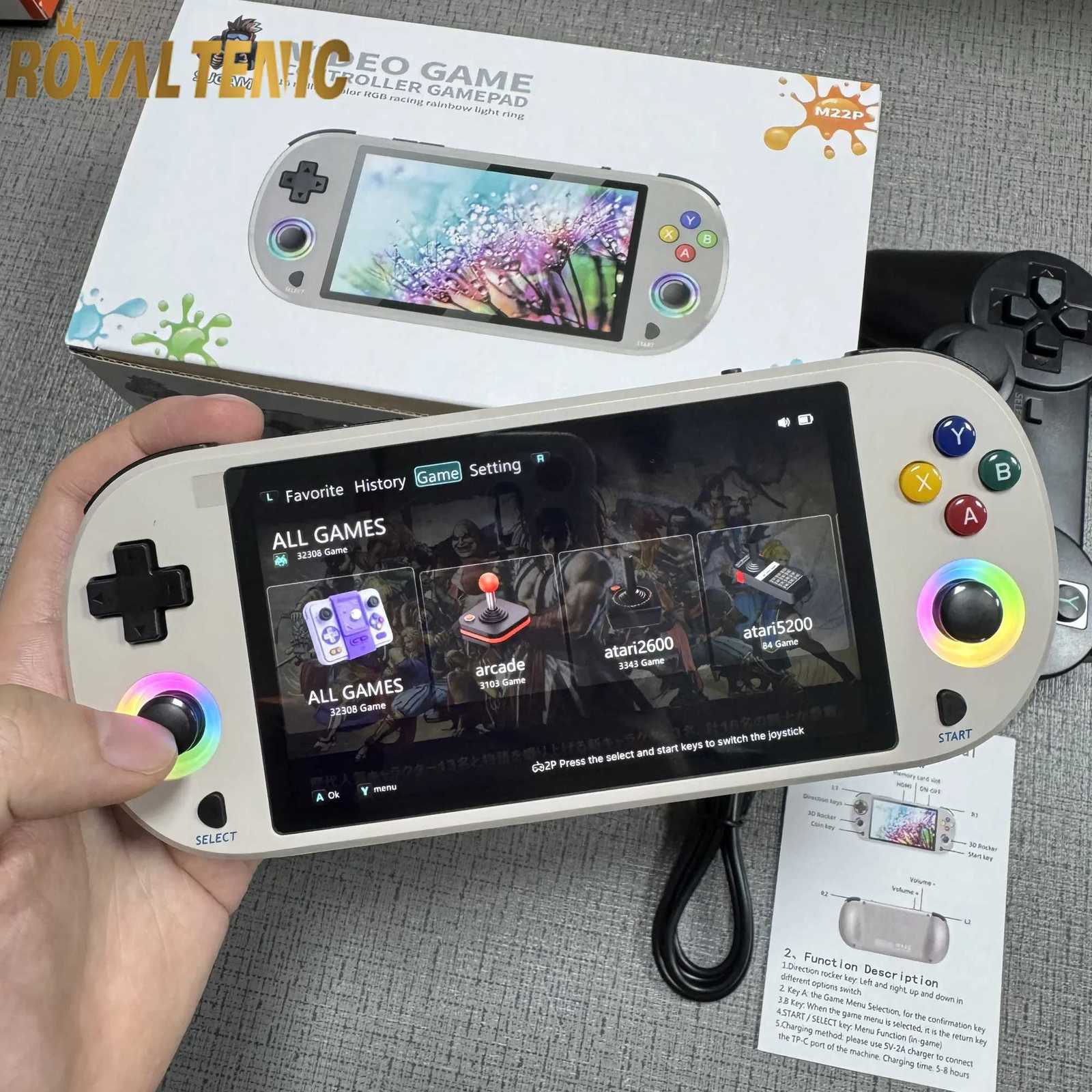 New 128GB M22 Pro Portable Pocket Retro Handheld Video Game Console 50 Inch Sn 19201080 Display port LINUX EmelecXJ251016