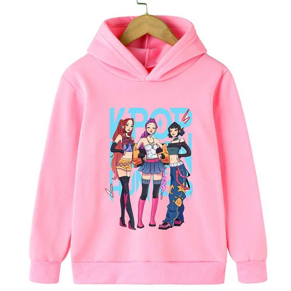 Outdoor childrens autumn and winter hooded sweatshirt KPop Devil Hunter print girls and boys casual sportswear C251017