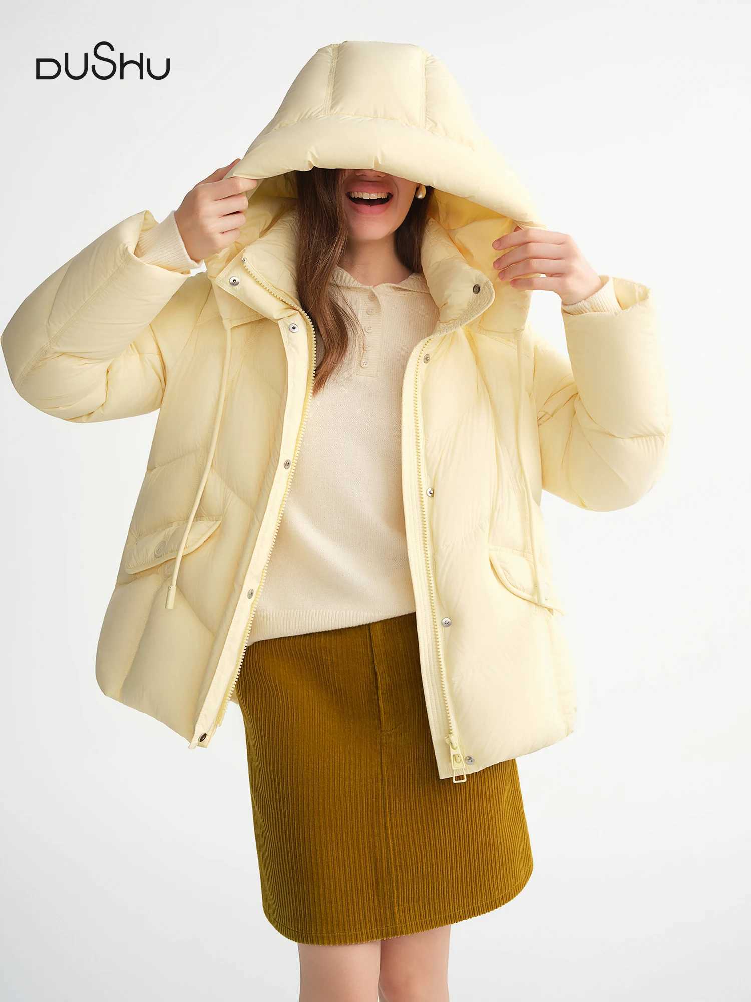 DUSHU Women Cozy Warm Bread Standing Collar Hooded Down Jacket Winter 2025 NewTriple Protection Short Long Versions Available W251016