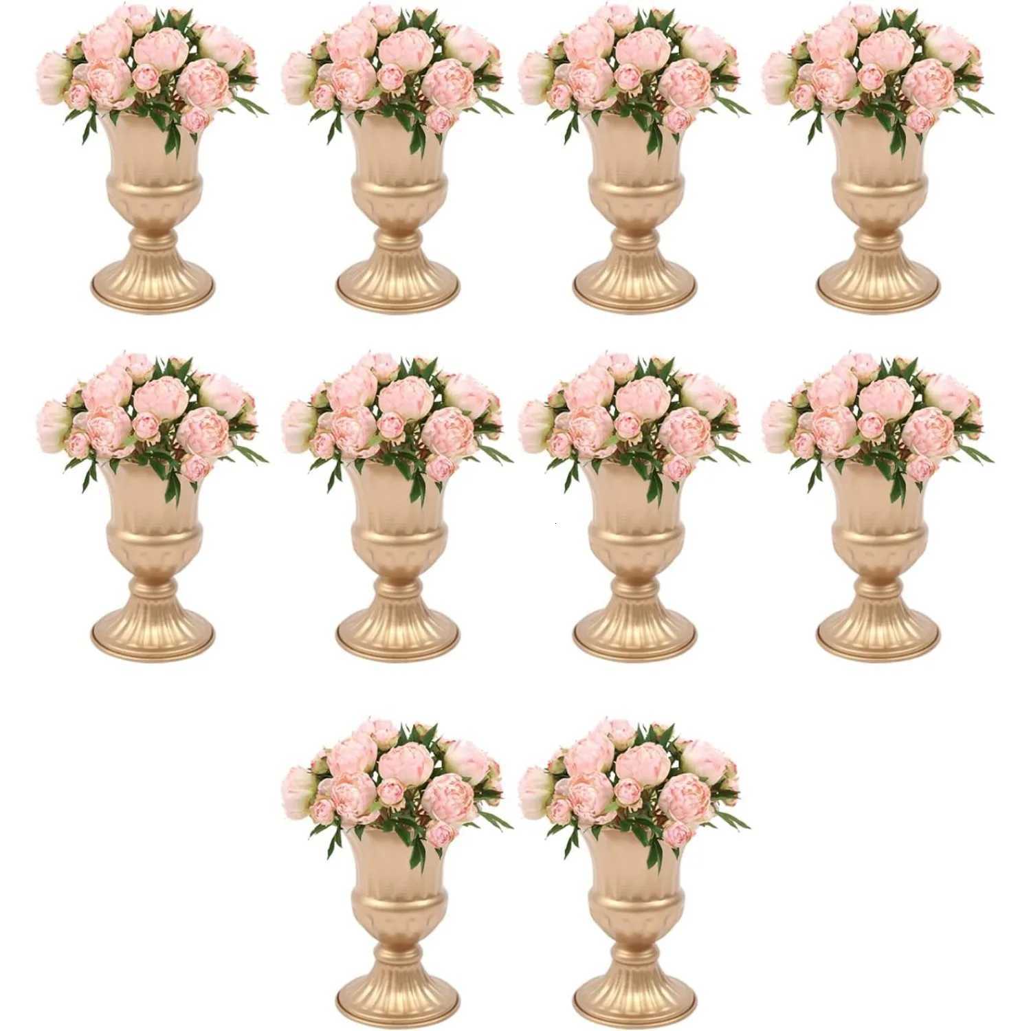 10 Pcs Gold Flower Vases 63 H Centrepieces for Wedding Reception Tables Home Flower Stands for BirthdayChristmas Events C251017
