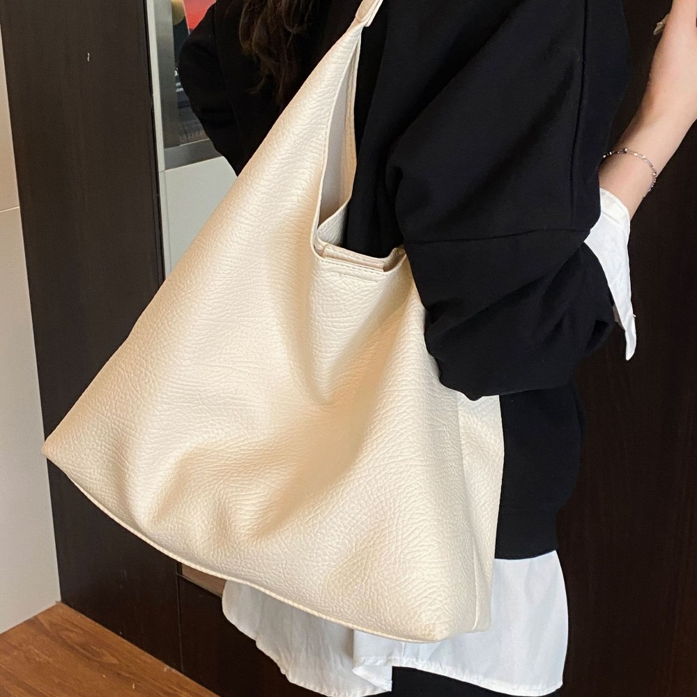 Premium Textured PU Tote with Lychee Print - Durable Travel & Everyday for Men and Women