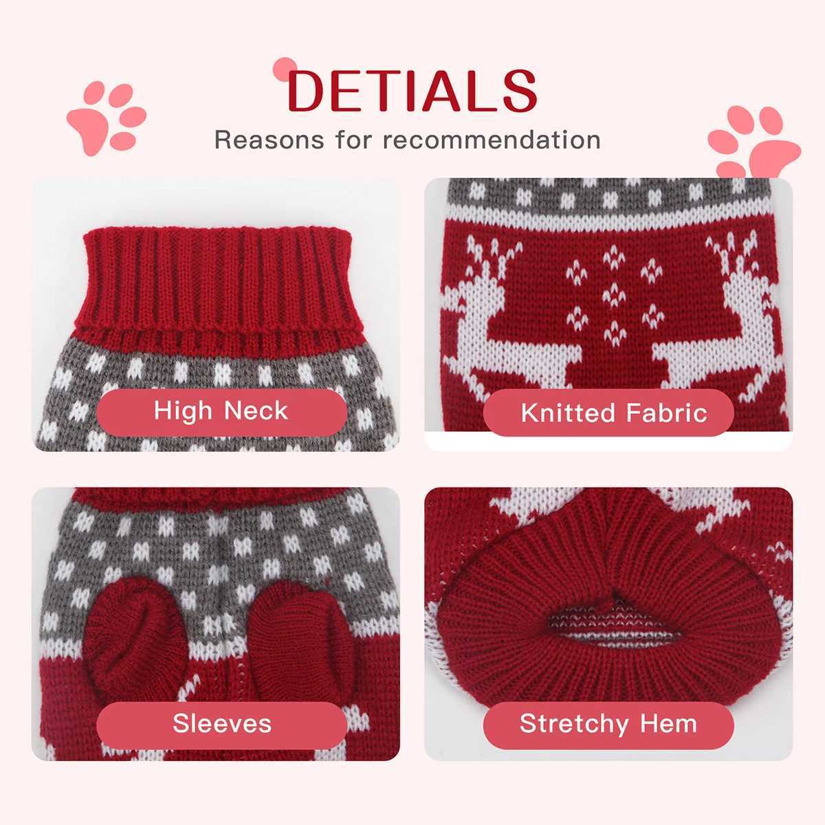 Turtleneck Knitted Dog Sweater Cold Weather Pullover Classic Elk Pattern Warm Winter Dog Christmas Sweater for Small Medium DogsW251017