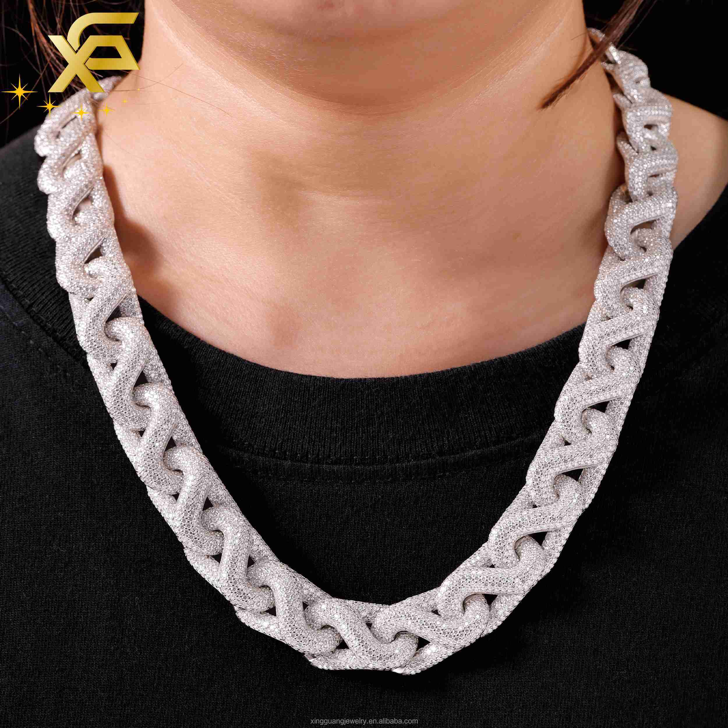 Customized Trend 15mm Infinite Cuban Chain S925 Silver With Iced Out Vvs Moissanite Infinite Cuban Lidynamic for Mens Hip Hop Lidynamic Jewelry