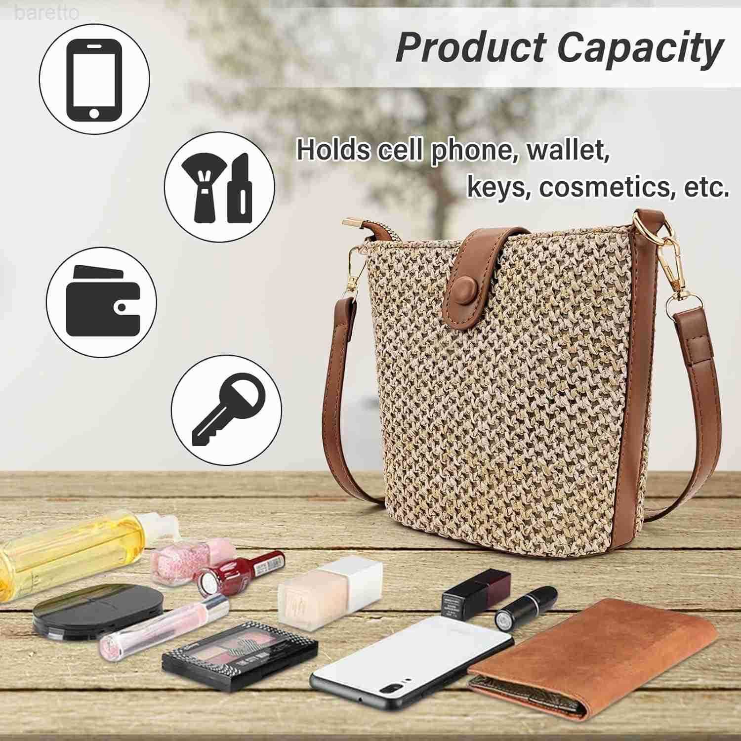 Straw Crossbody Bags for Women Fashion Rattan Shoulder Bag Boho Woven Bag Summer Straw Clutch Purse for Vacation Z251017