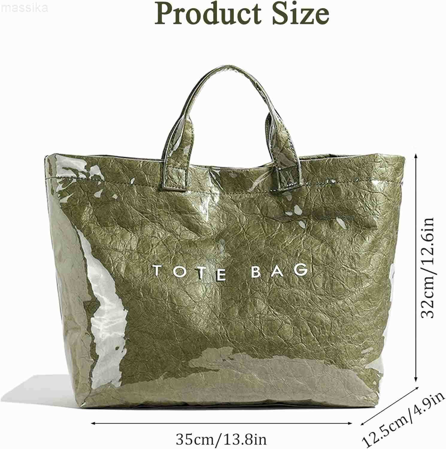 Tote Bag for Women Large PVC Tote Bag Plastic Handbag Letters Print Handbag Clear Hobo Bag M251017