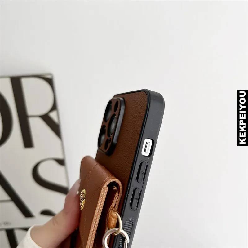 Stylish leather crossbody case with nylon handle strap for iPhone 15 14 13 12 11 Pro MAX 7plus 8plus X/XS XR XSMax