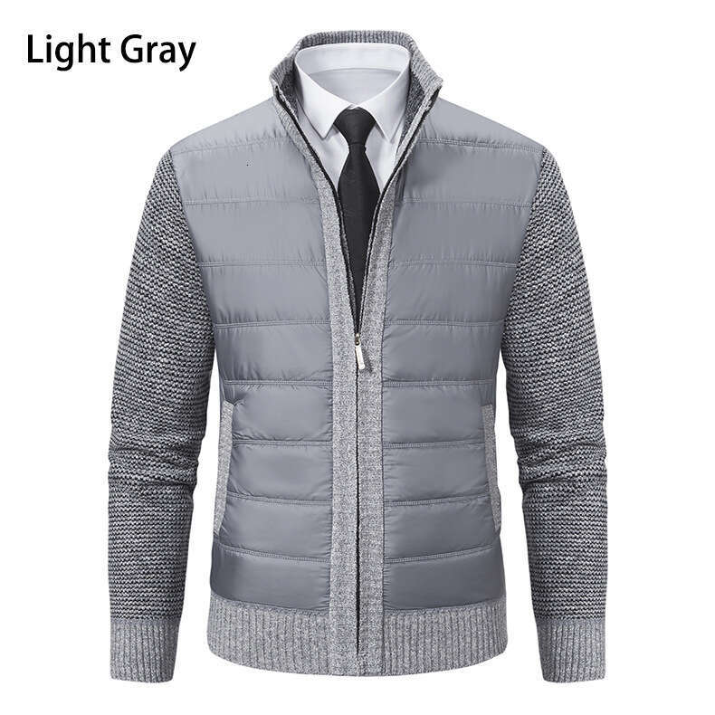 Autumn Winter New Cardigan Sweater Knitted Stand Collar Fleece Lined Thickened Men's Jacket B5