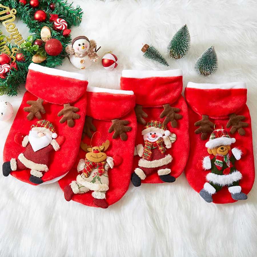 Christmas Dog Clothes Autumn and Winter Flannel Cats Dogs Hoodies Pet Clothes for Small Medium Dogs Christmas Dog Cat CostumeW251017
