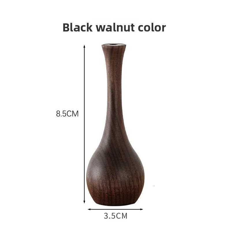 Black walnut solid wood flower ware creative vase Chinese desktop simple small ornament decorative flower arrangement small vase C251017