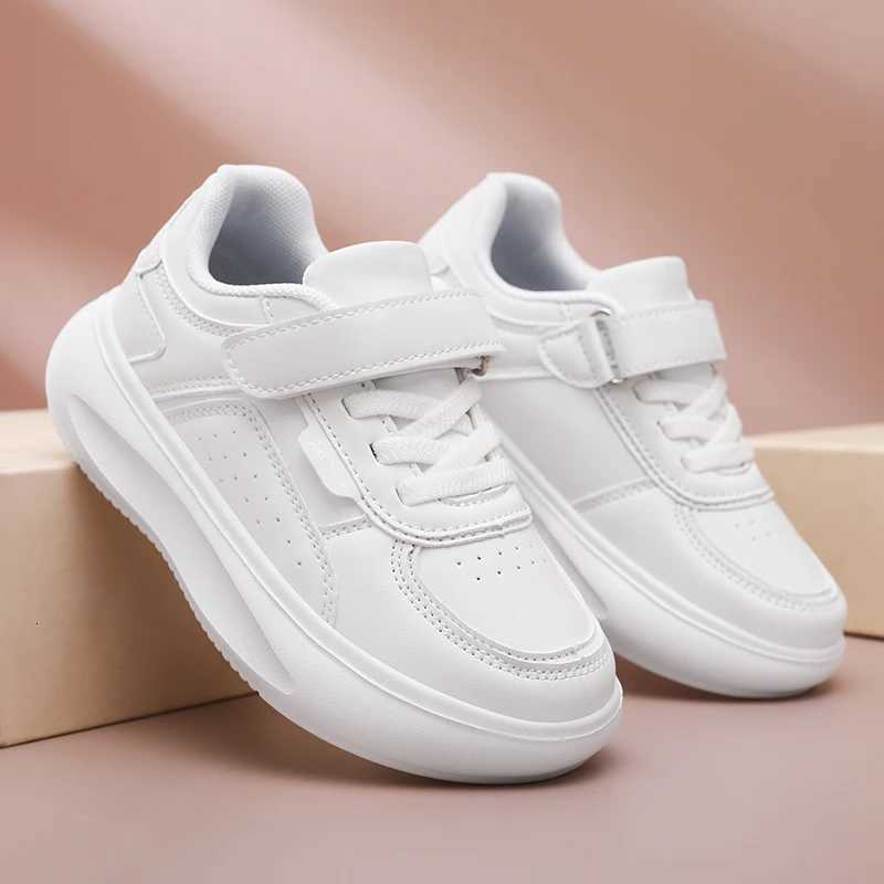 2025 Children White Sneakers for Boys Girls School Students Casual Running Shoes Simple Nonslip Kids Leather Sports Skate ShoesT251017