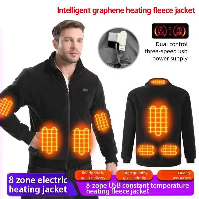 8 Areas Intelligent Electric Heating Polar Fleece Jacket Mens Winter Smart USB Constant Temperature Graphene Fleece Warm Coat H251017